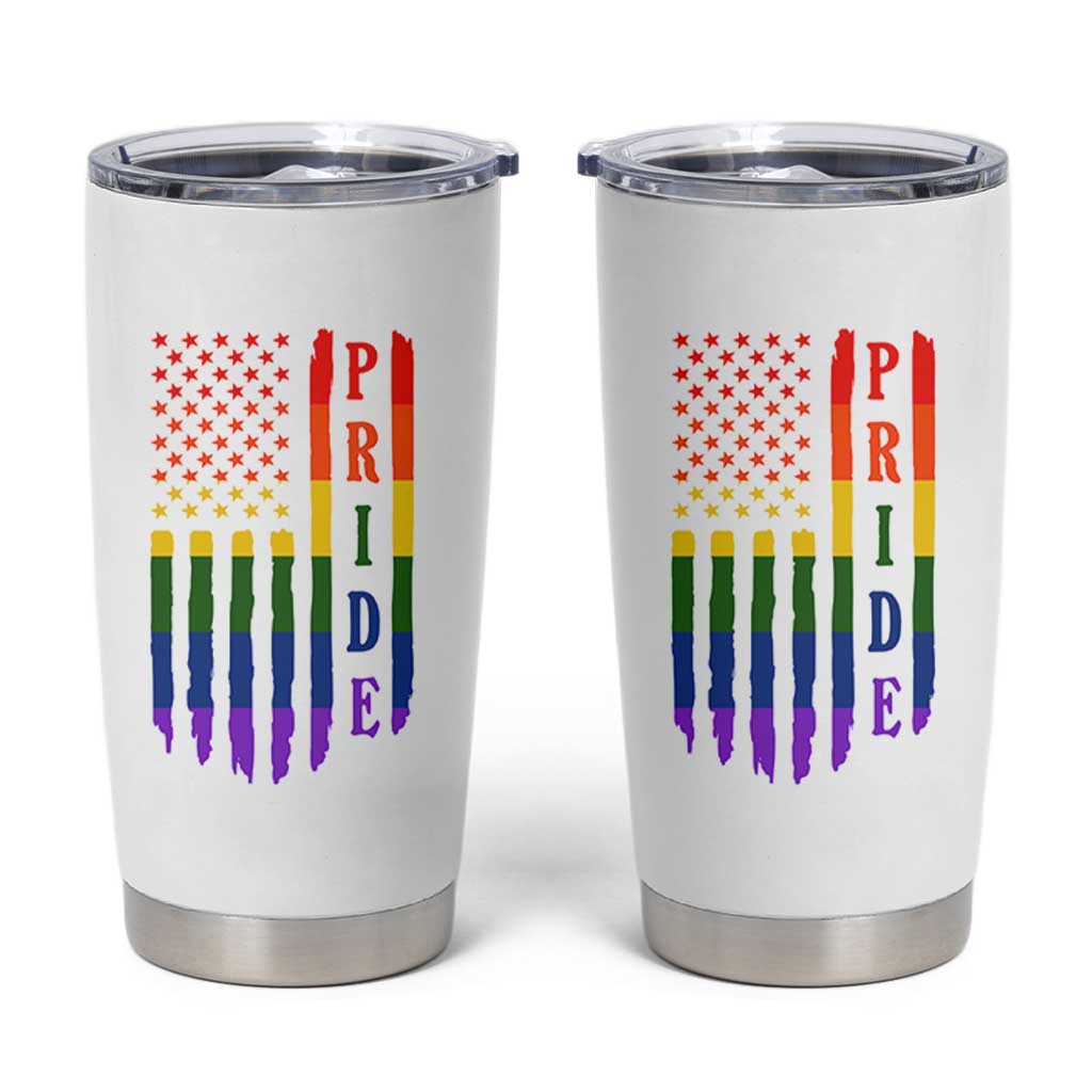 Pride Month Rainbow Flag Graphic Tumbler Cup Lesbian Gay LGBT America Flag
