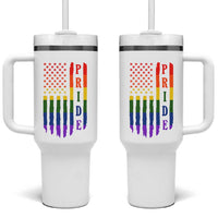 Pride Month Rainbow Flag Graphic Tumbler With Handle Lesbian Gay LGBT America Flag