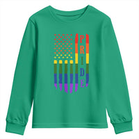 Pride Month Rainbow Flag Graphic Youth Sweatshirt Lesbian Gay LGBT America Flag