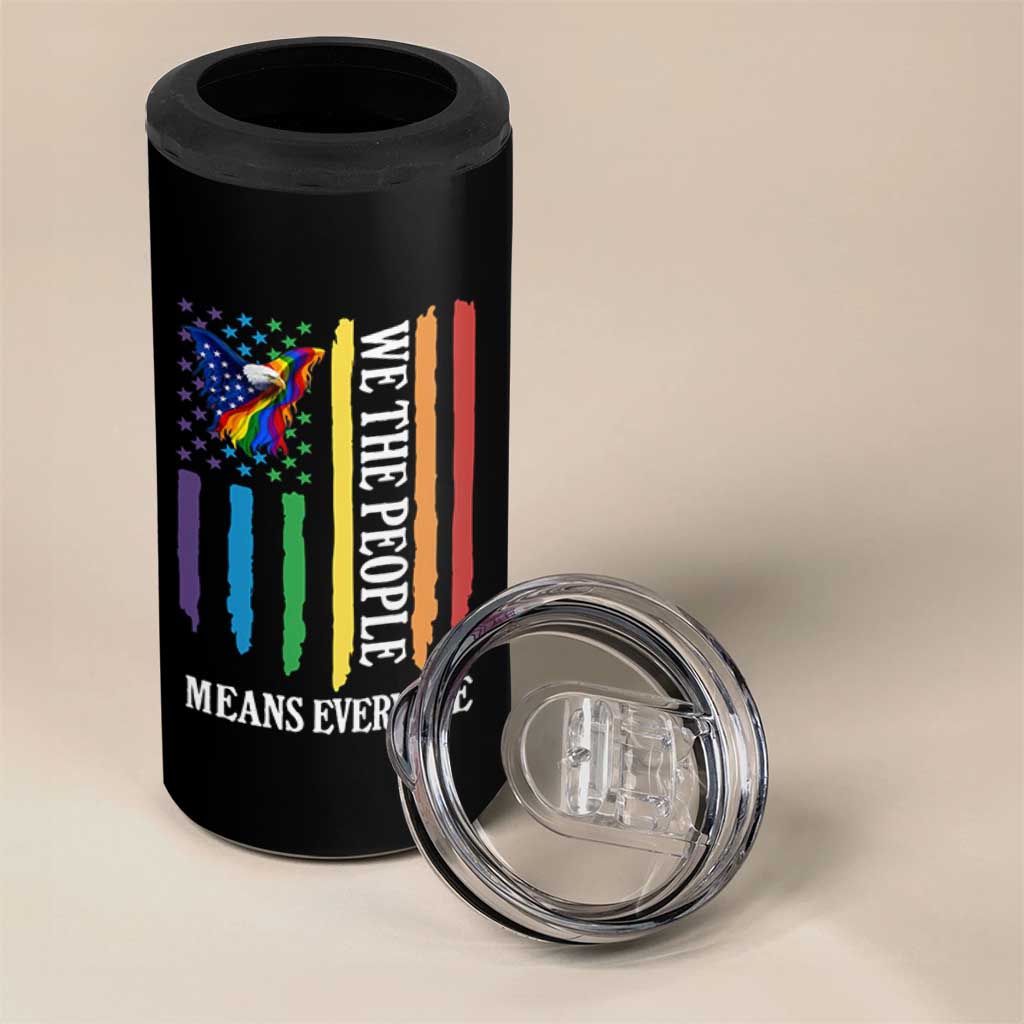 Patriotic Rainbow Pride American Eagle 4 in 1 Can Cooler Tumbler We The People LGBT Pride