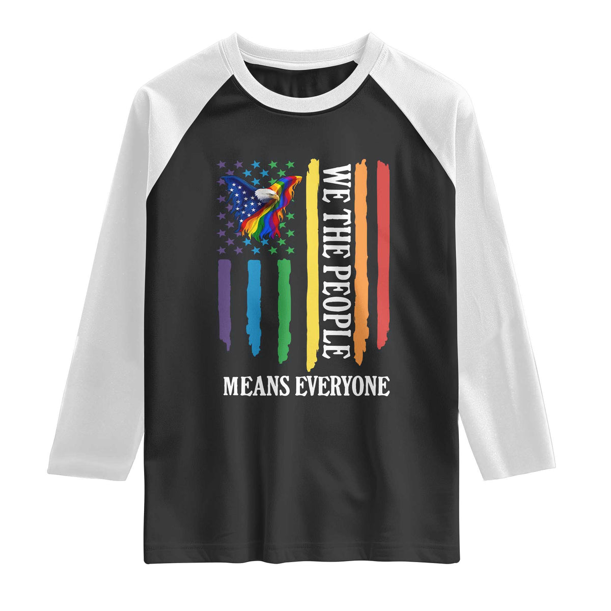 Patriotic Rainbow Pride American Eagle Raglan Shirt We The People LGBT Pride