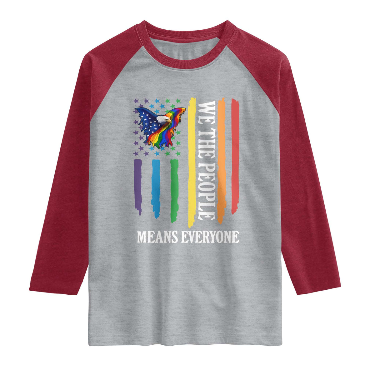 Patriotic Rainbow Pride American Eagle Raglan Shirt We The People LGBT Pride
