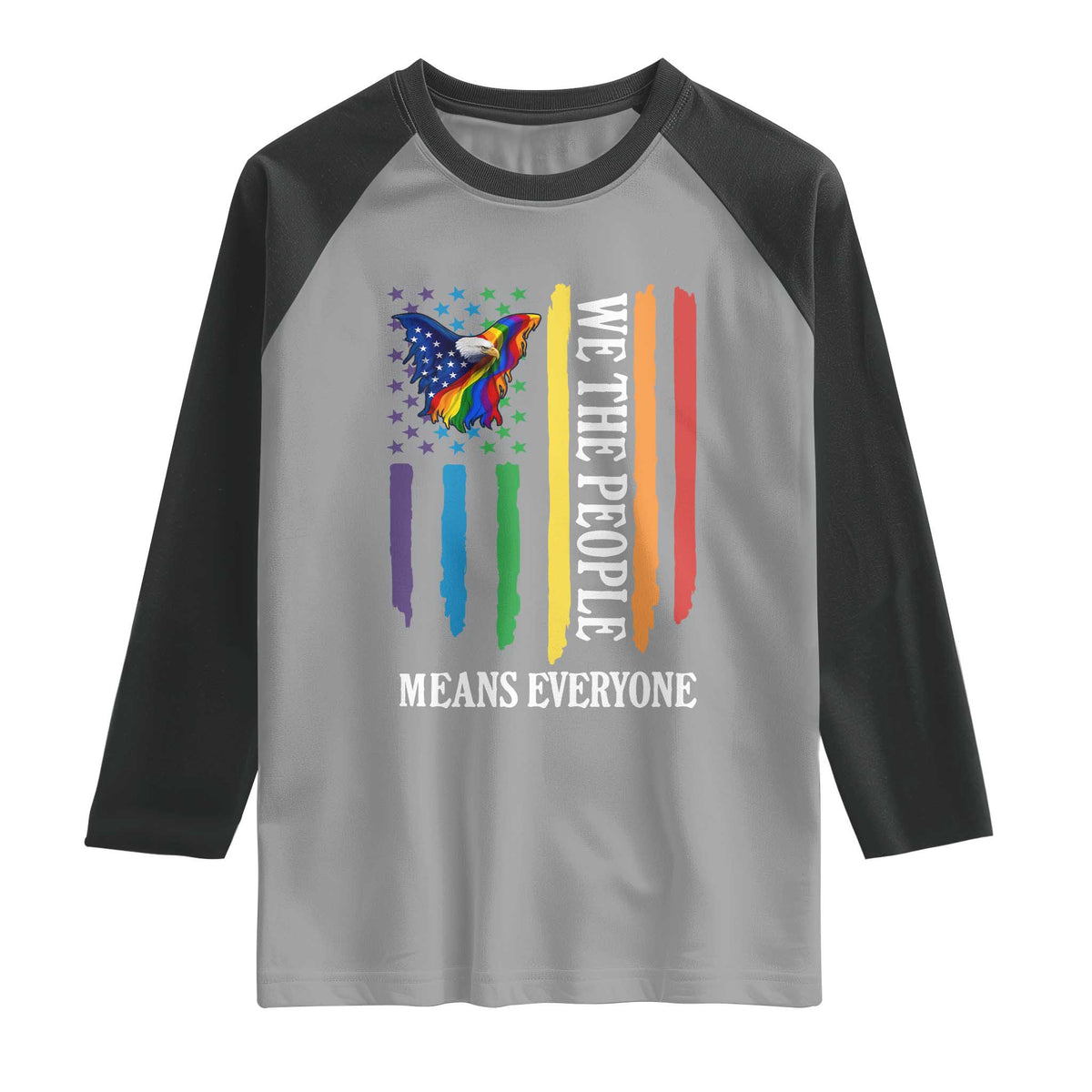 Patriotic Rainbow Pride American Eagle Raglan Shirt We The People LGBT Pride