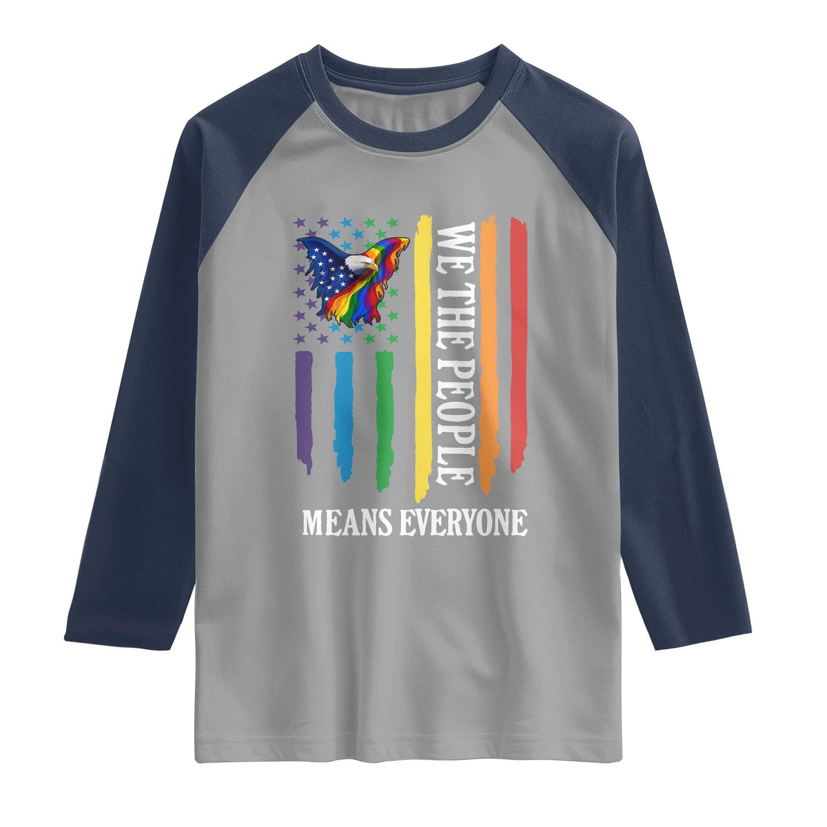 Patriotic Rainbow Pride American Eagle Raglan Shirt We The People LGBT Pride