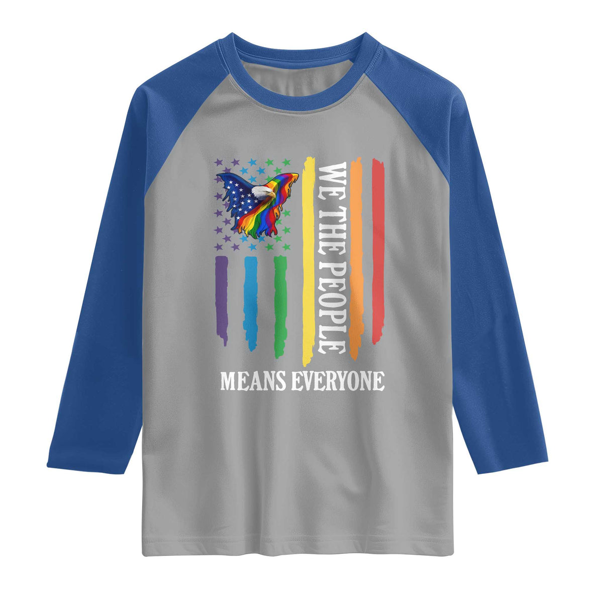 Patriotic Rainbow Pride American Eagle Raglan Shirt We The People LGBT Pride
