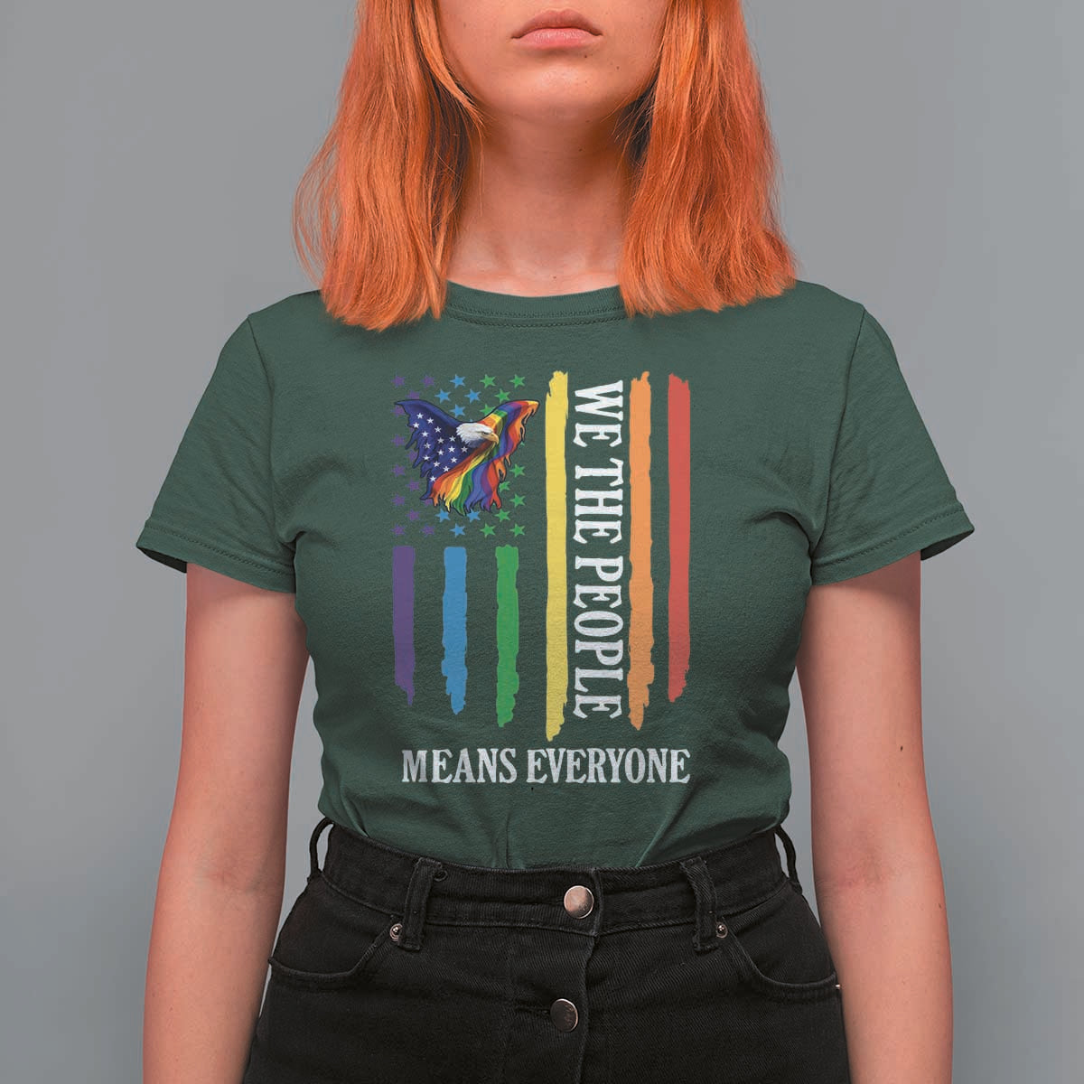 Patriotic Rainbow Pride American Eagle T Shirt For Women We The People LGBT Pride