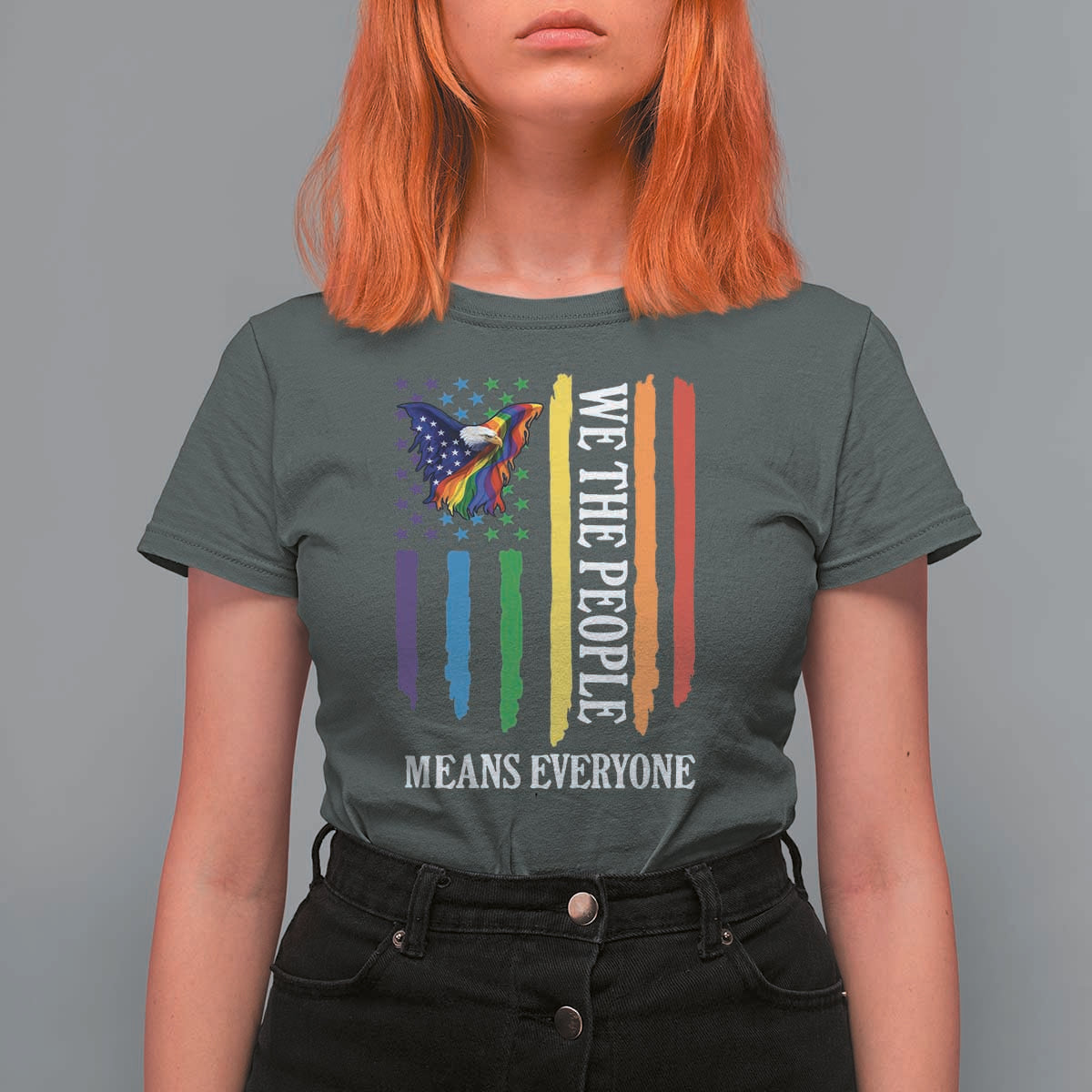 Patriotic Rainbow Pride American Eagle T Shirt For Women We The People LGBT Pride