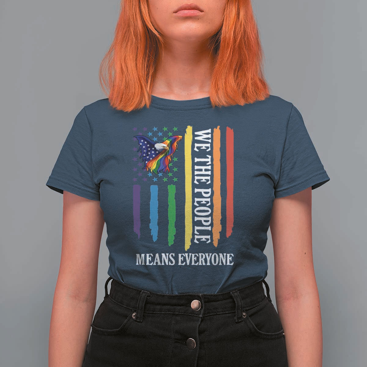 Patriotic Rainbow Pride American Eagle T Shirt For Women We The People LGBT Pride