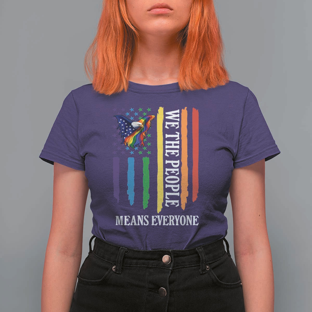 Patriotic Rainbow Pride American Eagle T Shirt For Women We The People LGBT Pride