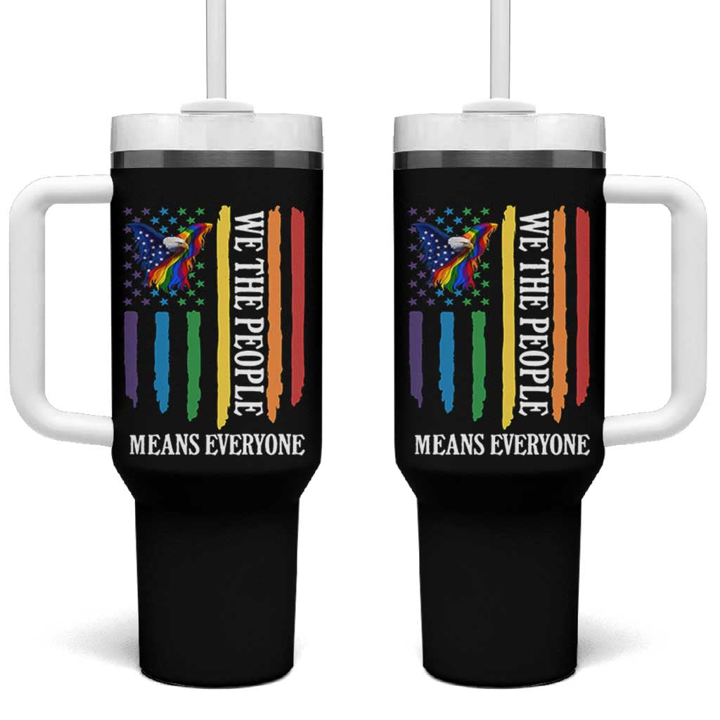 Patriotic Rainbow Pride American Eagle Tumbler With Handle We The People LGBT Pride
