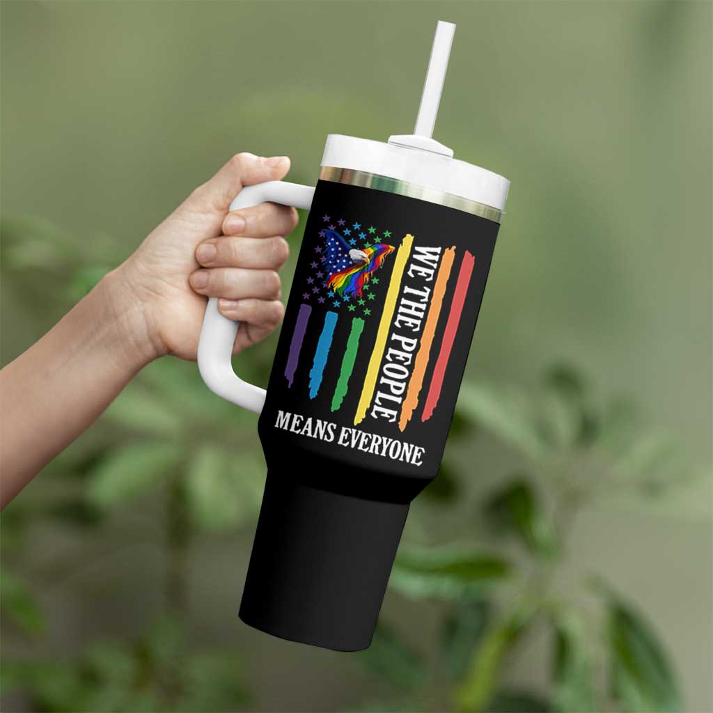 Patriotic Rainbow Pride American Eagle Tumbler With Handle We The People LGBT Pride