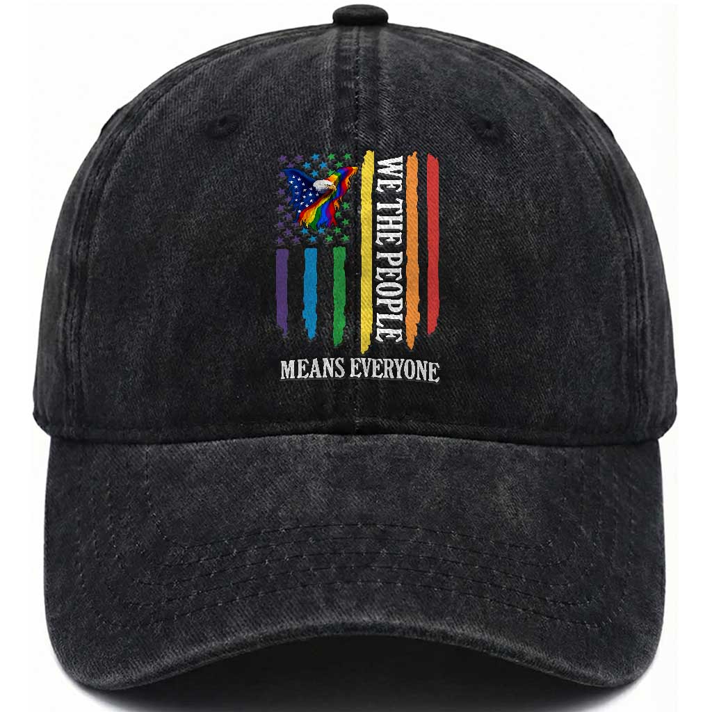 Patriotic Rainbow Pride American Eagle Washed Cotton Baseball Cap We The People LGBT Pride