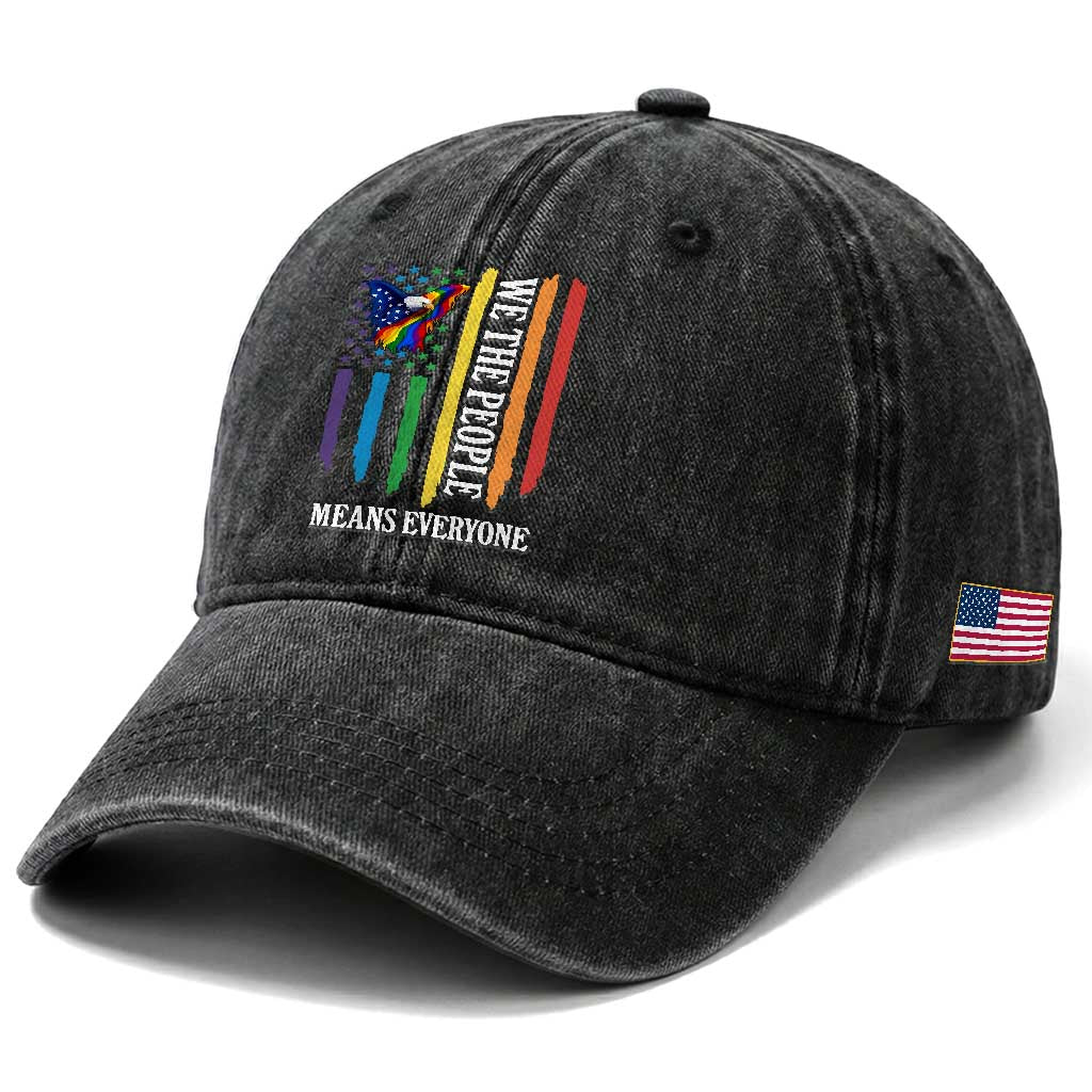 Patriotic Rainbow Pride American Eagle Washed Cotton Baseball Cap We The People LGBT Pride