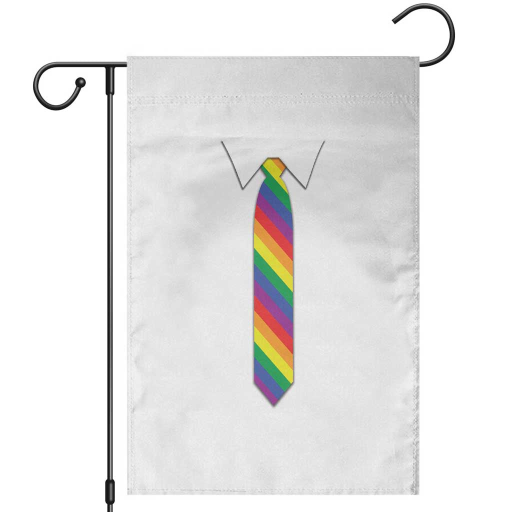 Funny Rainbow Striped Necktie Garden Flag LGBT Pride Support Graphic