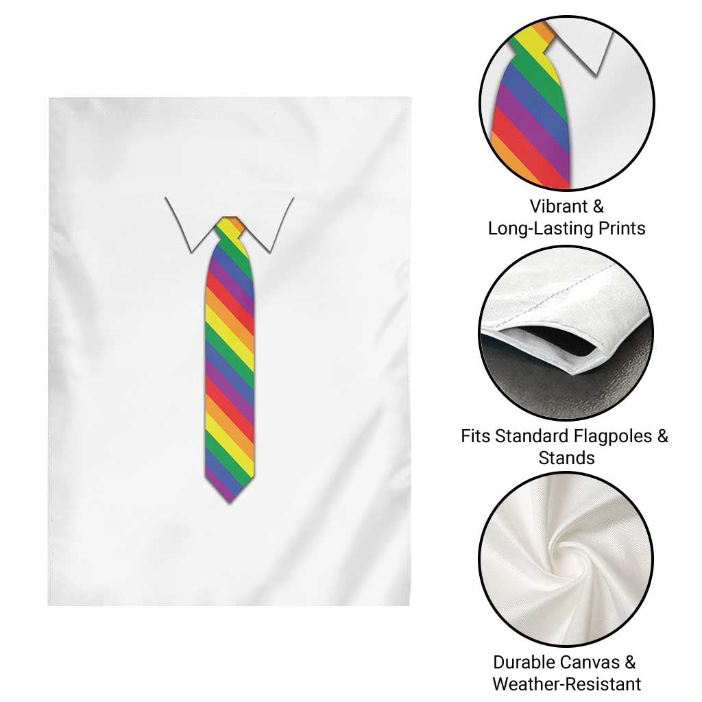 Funny Rainbow Striped Necktie Garden Flag LGBT Pride Support Graphic