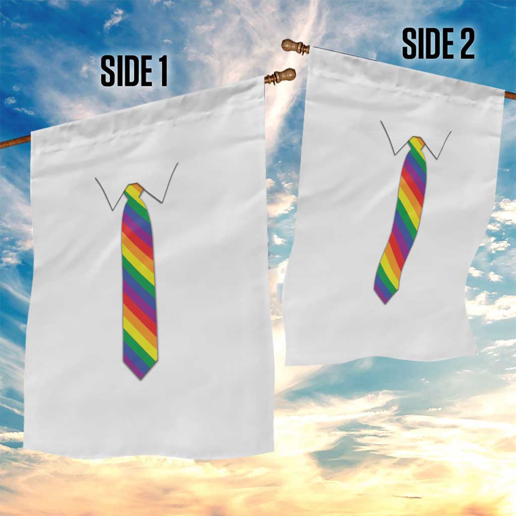 Funny Rainbow Striped Necktie Garden Flag LGBT Pride Support Graphic