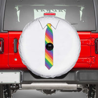 Funny Rainbow Striped Necktie Spare Tire Cover LGBT Pride Support Graphic