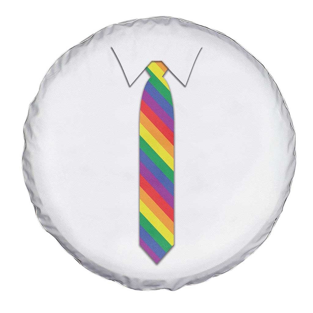 Funny Rainbow Striped Necktie Spare Tire Cover LGBT Pride Support Graphic