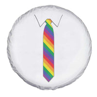 Funny Rainbow Striped Necktie Spare Tire Cover LGBT Pride Support Graphic