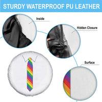Funny Rainbow Striped Necktie Spare Tire Cover LGBT Pride Support Graphic