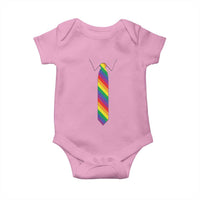 Funny Rainbow Striped Necktie Baby Onesie LGBT Pride Support Graphic