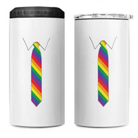 Funny Rainbow Striped Necktie 4 in 1 Can Cooler Tumbler LGBT Pride Support Graphic