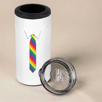 Funny Rainbow Striped Necktie 4 in 1 Can Cooler Tumbler LGBT Pride Support Graphic