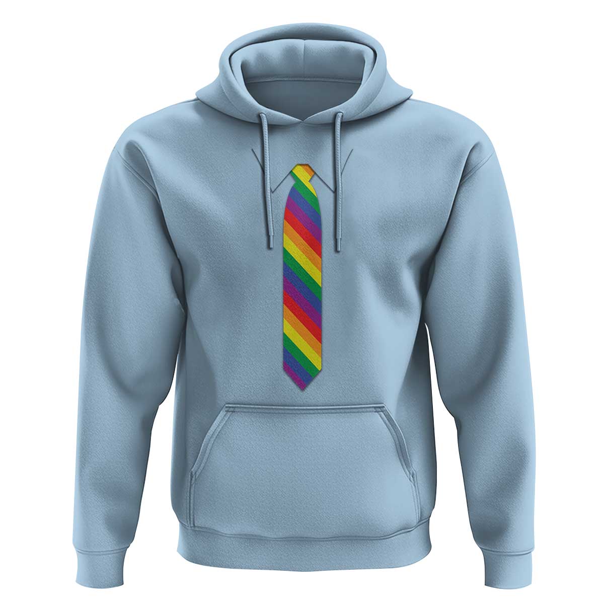 Funny Rainbow Striped Necktie Hoodie LGBT Pride Support Graphic