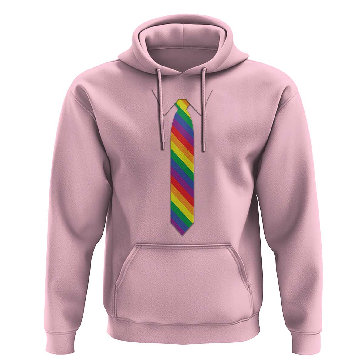 Funny Rainbow Striped Necktie Hoodie LGBT Pride Support Graphic