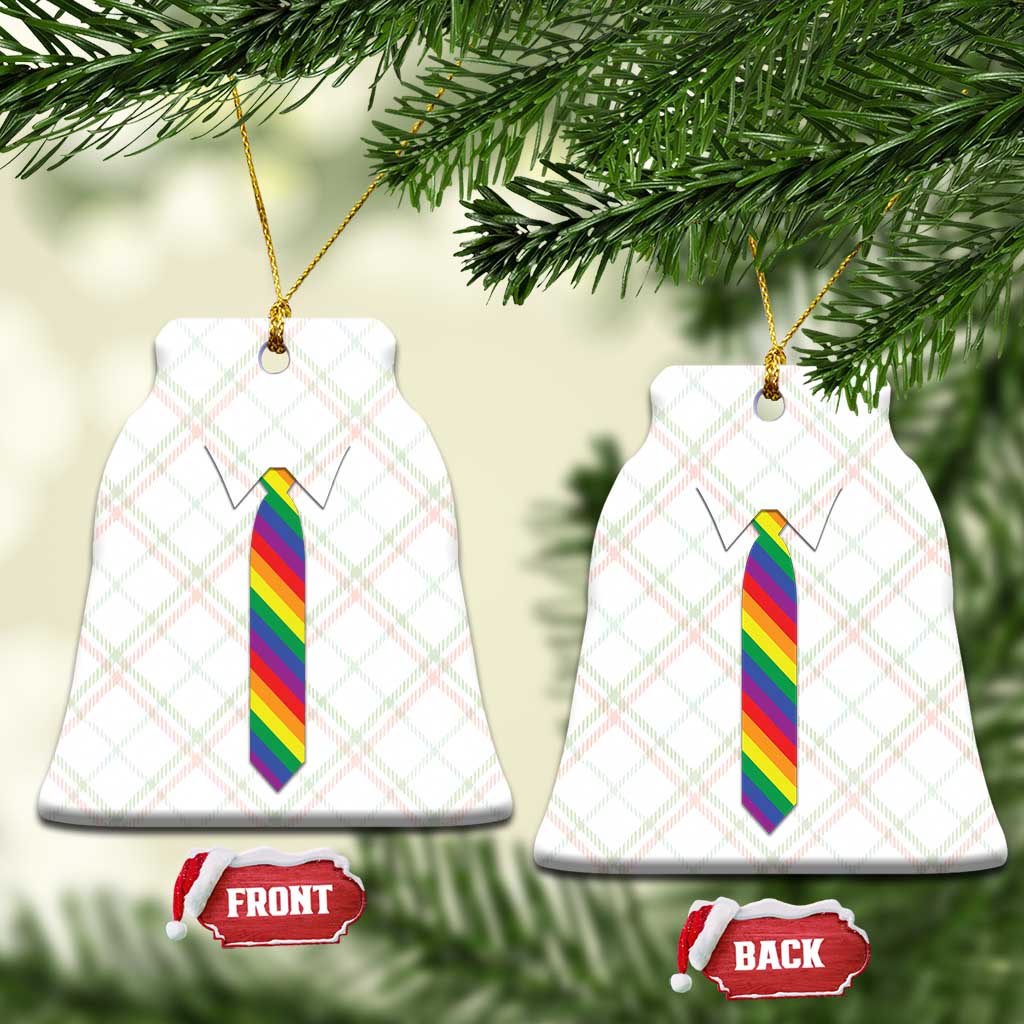 Funny Rainbow Striped Necktie Ceramic Ornament LGBT Pride Support Graphic