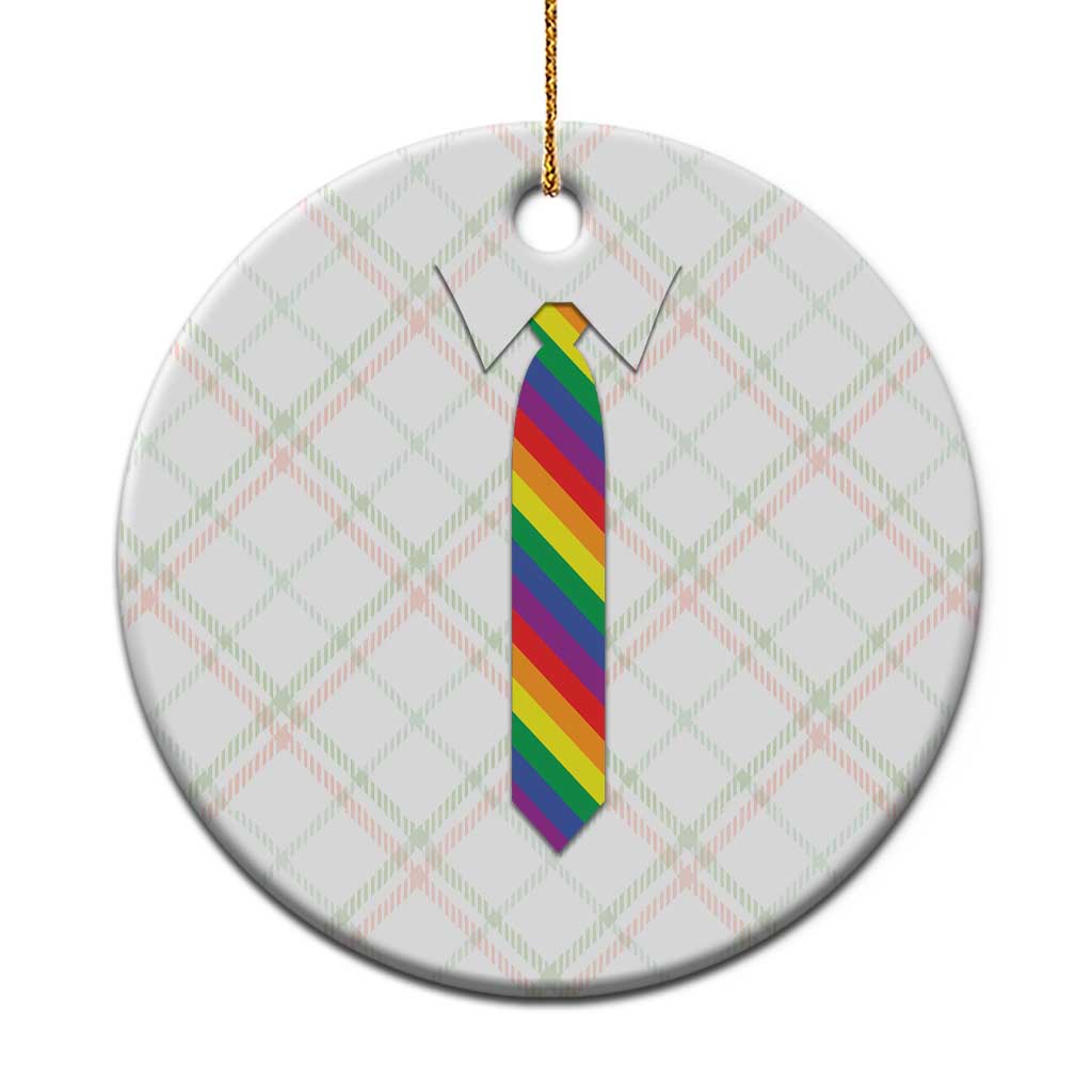 Funny Rainbow Striped Necktie Ceramic Ornament LGBT Pride Support Graphic
