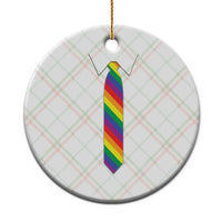 Funny Rainbow Striped Necktie Ceramic Ornament LGBT Pride Support Graphic