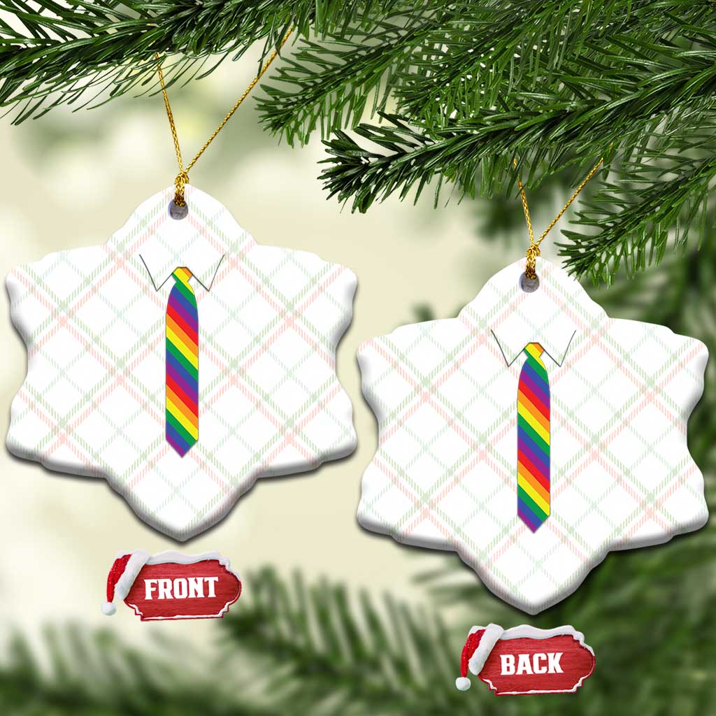 Funny Rainbow Striped Necktie Ceramic Ornament LGBT Pride Support Graphic