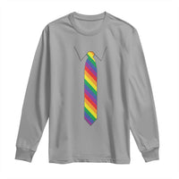 Funny Rainbow Striped Necktie Long Sleeve Shirt LGBT Pride Support Graphic