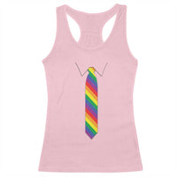 Funny Rainbow Striped Necktie Racerback Tank Top LGBT Pride Support Graphic