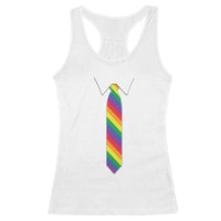 Funny Rainbow Striped Necktie Racerback Tank Top LGBT Pride Support Graphic