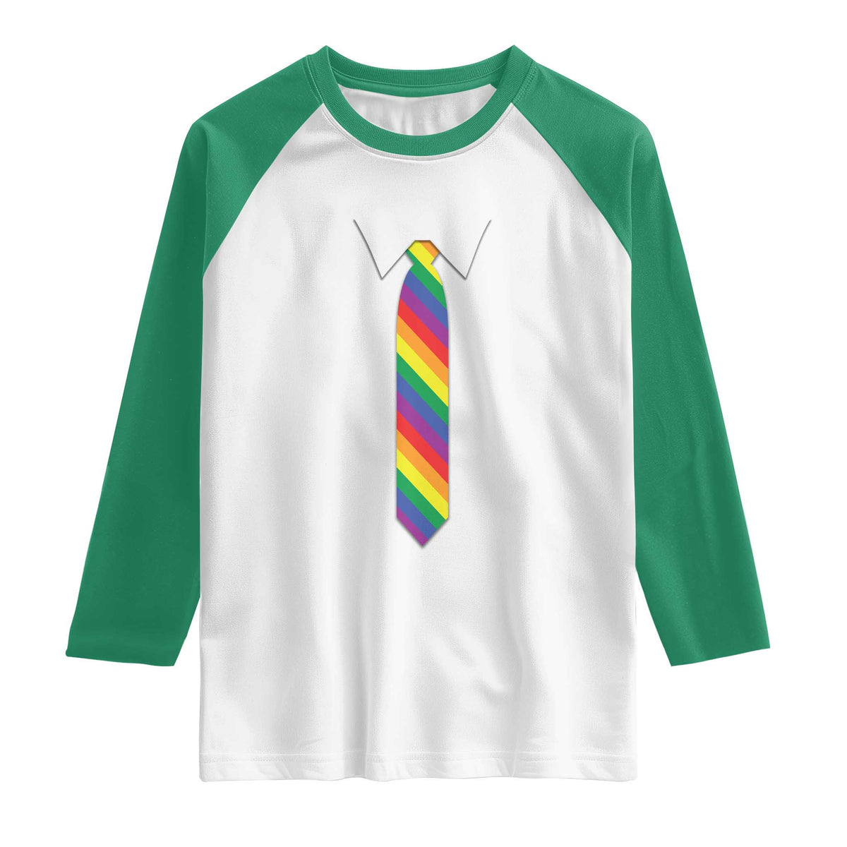 Funny Rainbow Striped Necktie Raglan Shirt LGBT Pride Support Graphic
