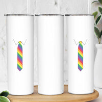 Funny Rainbow Striped Necktie Skinny Tumbler LGBT Pride Support Graphic