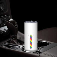 Funny Rainbow Striped Necktie Skinny Tumbler LGBT Pride Support Graphic