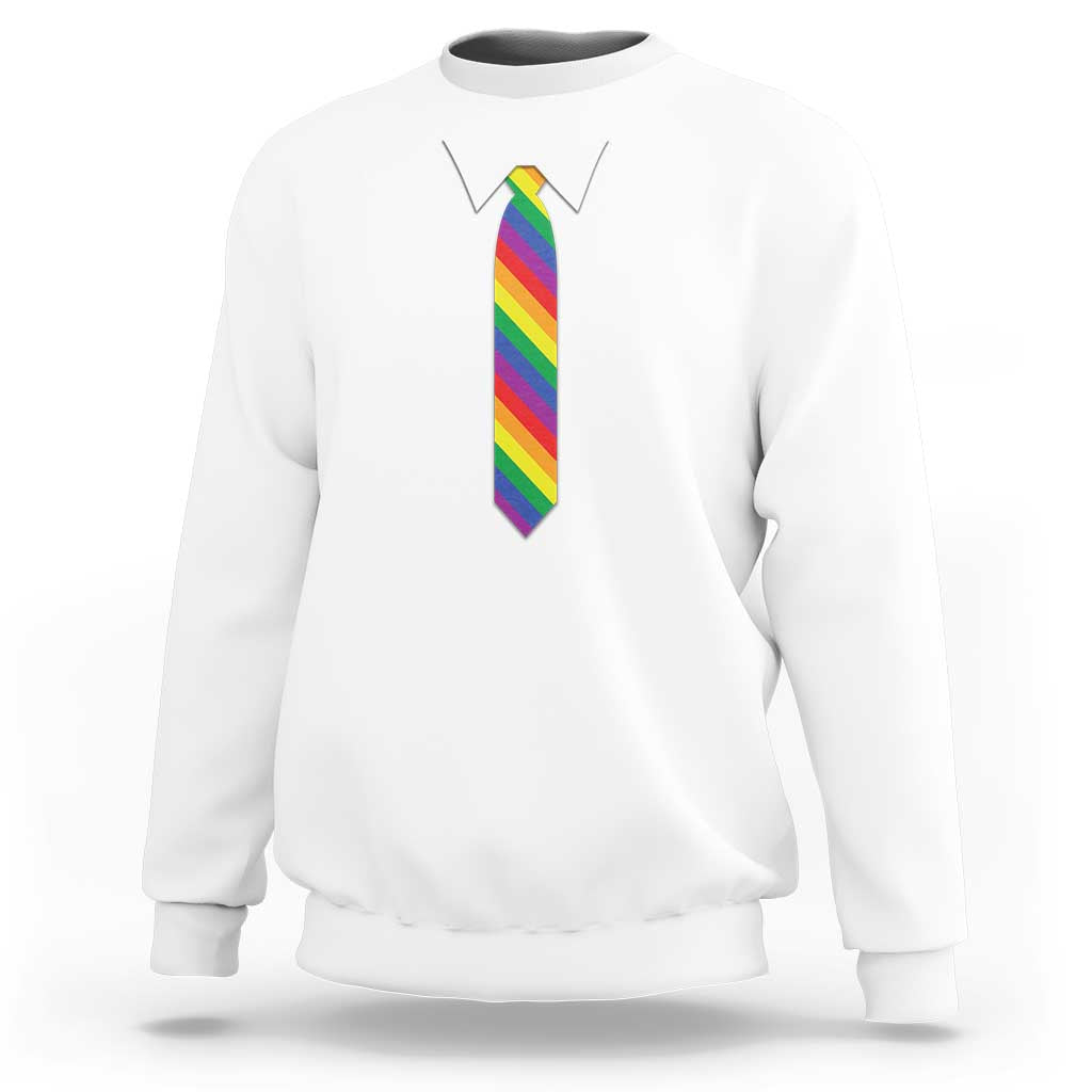 Funny Rainbow Striped Necktie Sweatshirt LGBT Pride Support Graphic