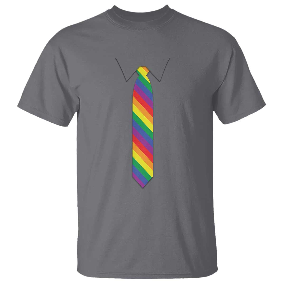 Funny Rainbow Striped Necktie T Shirt LGBT Pride Support Graphic