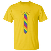 Funny Rainbow Striped Necktie T Shirt LGBT Pride Support Graphic
