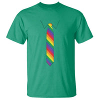 Funny Rainbow Striped Necktie T Shirt LGBT Pride Support Graphic