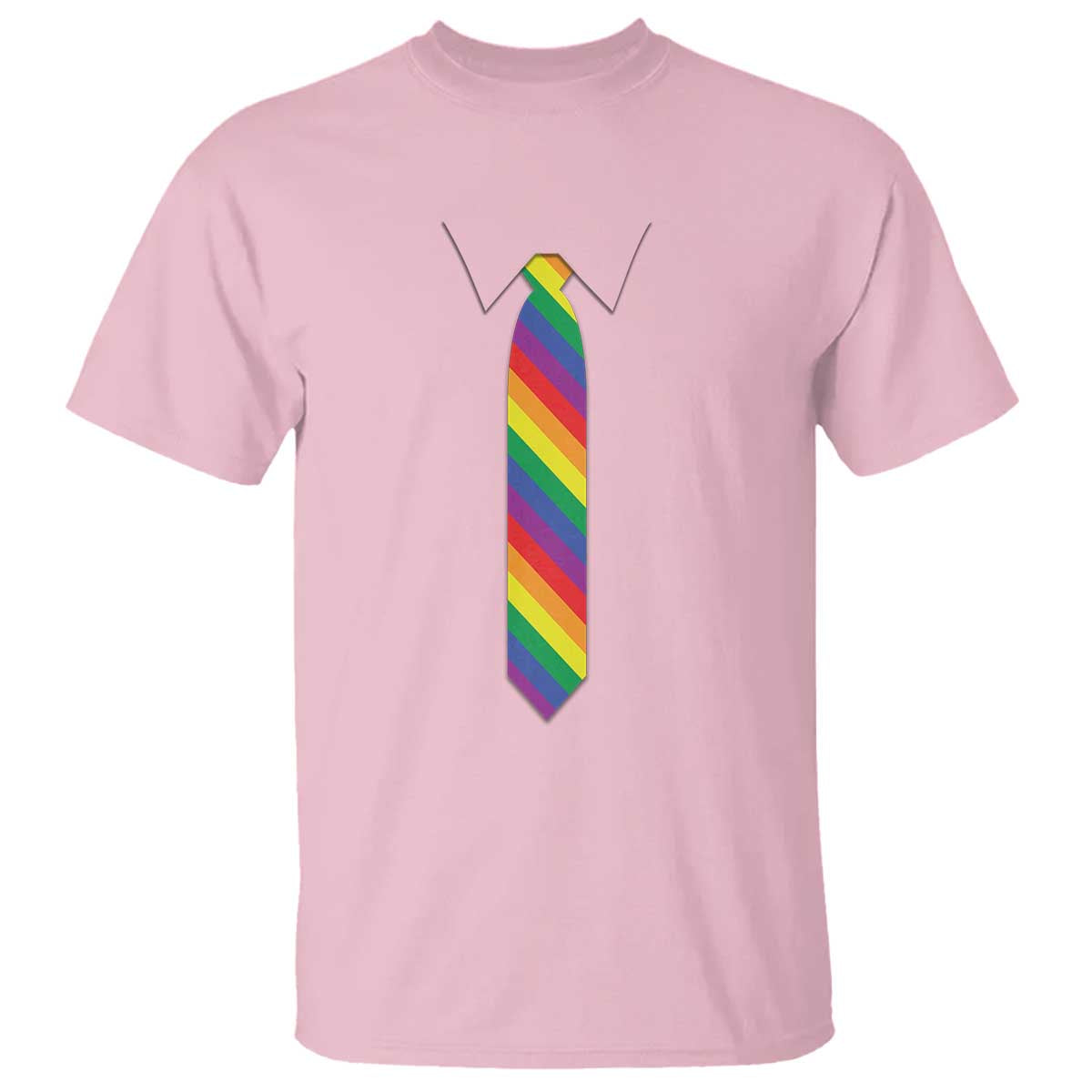 Funny Rainbow Striped Necktie T Shirt LGBT Pride Support Graphic