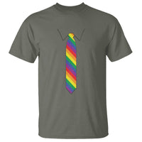 Funny Rainbow Striped Necktie T Shirt LGBT Pride Support Graphic