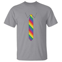 Funny Rainbow Striped Necktie T Shirt LGBT Pride Support Graphic