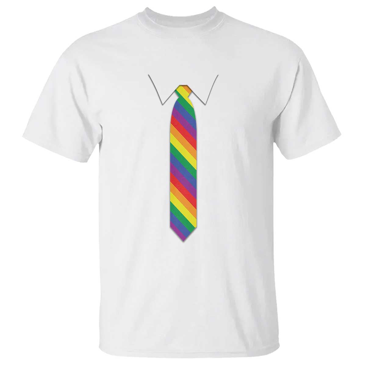 Funny Rainbow Striped Necktie T Shirt LGBT Pride Support Graphic