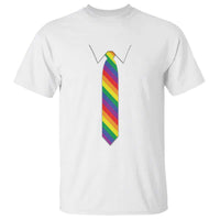 Funny Rainbow Striped Necktie T Shirt LGBT Pride Support Graphic