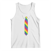 Funny Rainbow Striped Necktie Tank Top LGBT Pride Support Graphic