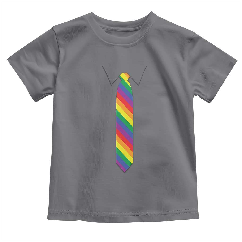 Funny Rainbow Striped Necktie Toddler T Shirt LGBT Pride Support Graphic